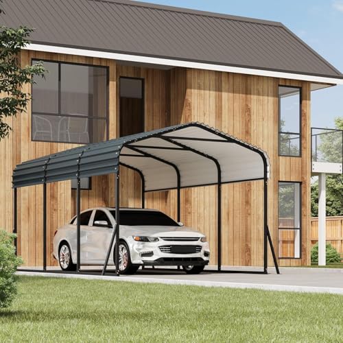 GAOMON Metal Carport, Carport with Reinforced Base and Galvanized Steel