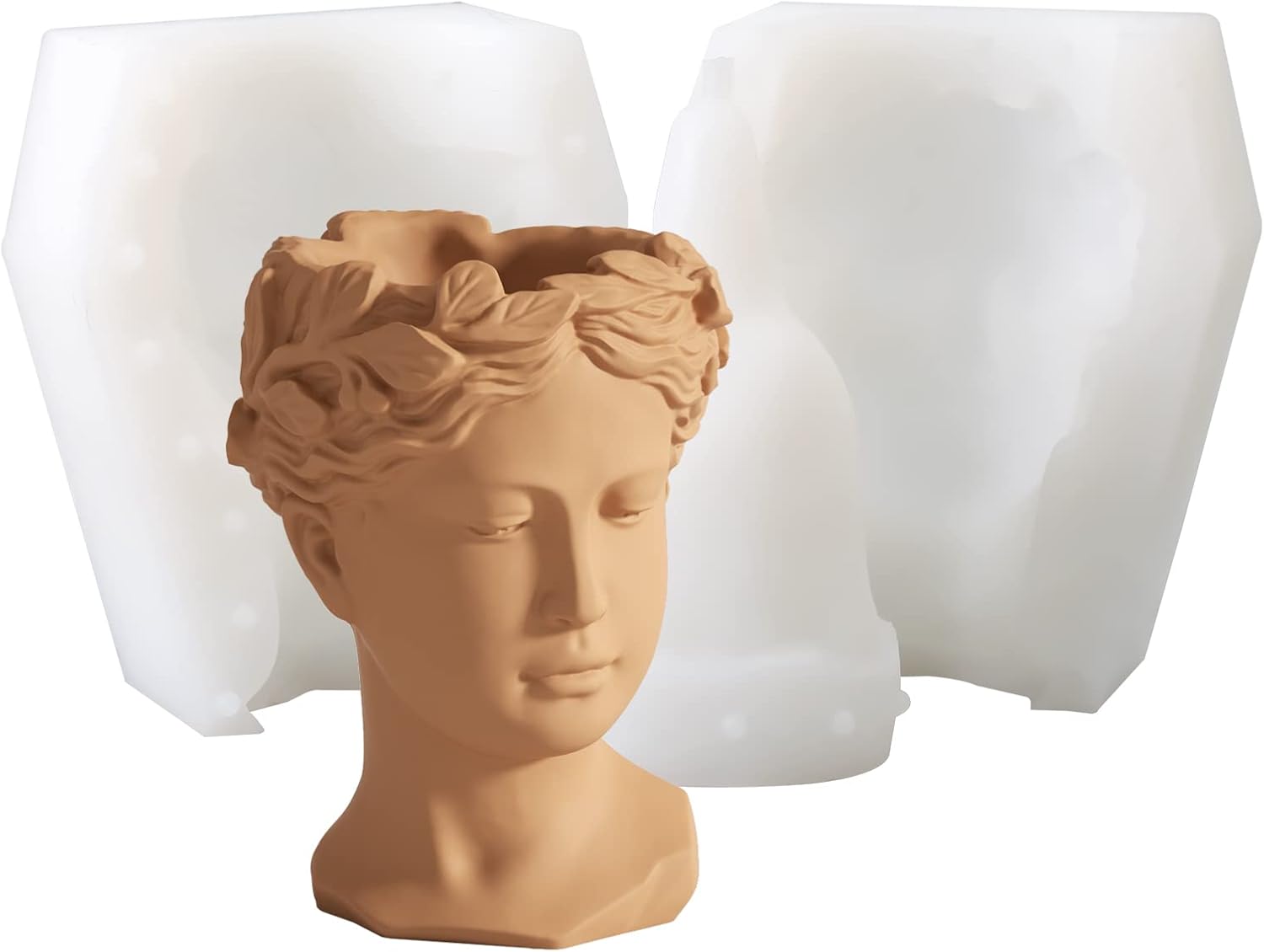 Large Concrete Flower Pot Mold 3D Goddess Statue Cement Silicone Mould Handmade Crafts Portrait Sculpture Home Garden Decoration Tool