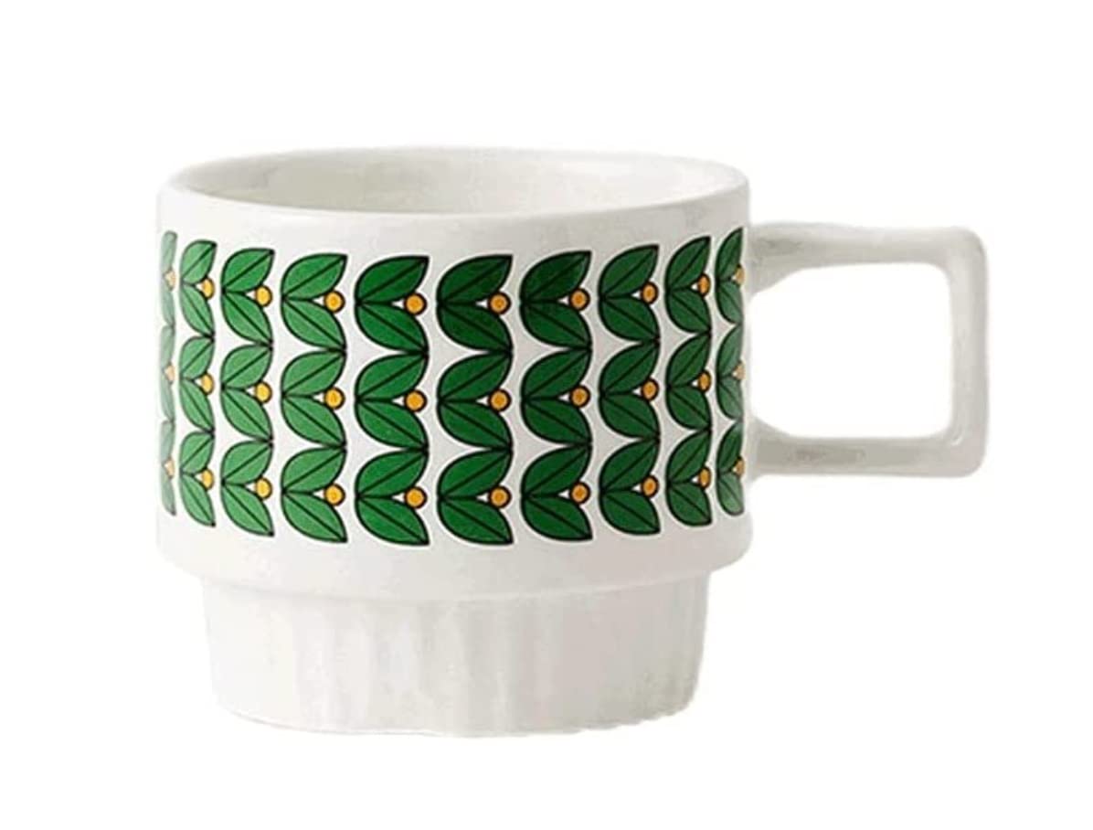 Taza de Café de Té Taza De Café De Cerámica De Estilo Nórdico, Taza De Impresión Grande, Taza De Leche Multifuncional, Taza De Desayuno para té de la tarde(A)