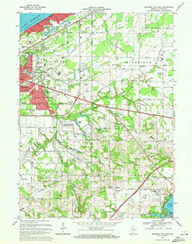 YellowMaps Michigan City East in topo map, 1:24000 Scale, 7.5 X 7.5 Minute, Historical, 1969, Updated 1971, 27 x 21.3 in - Tyvek