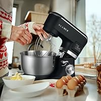 KLAMER Küchenmaschine Classic 1400 W – 5,5 L Rührschüssel aus Edelstahl, Knet-, Rühr- & Schneebesenaufsatz, Timer & LED-Display, stabile Saugnapffüße, ideal für Brot-, Kuchen- & Pizzateig – Ansicht 7