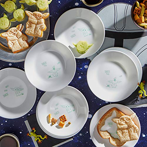 Corelle Vitrelle 8-Piece Appetizer Plates Set, Triple Layer Glass and Chip Resistant, 6-3/4-Inch Lightweight Round Plates, Disney Star Wars-The Child Corelle Vitrelle 8-Piece Appetizer Plates Set, Triple Layer Glass and Chip Resistant, 6-3/4-Inch Lightweight Round Plates, Disney Star Wars-The Child