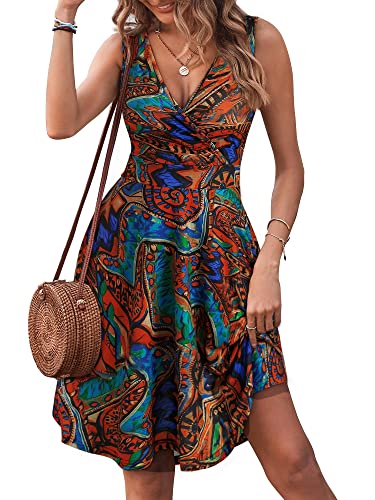 Image of GUBERRY Womens Wrap V Neck Sleeveless Sundress Summer Flare Tank Dress with Pockets