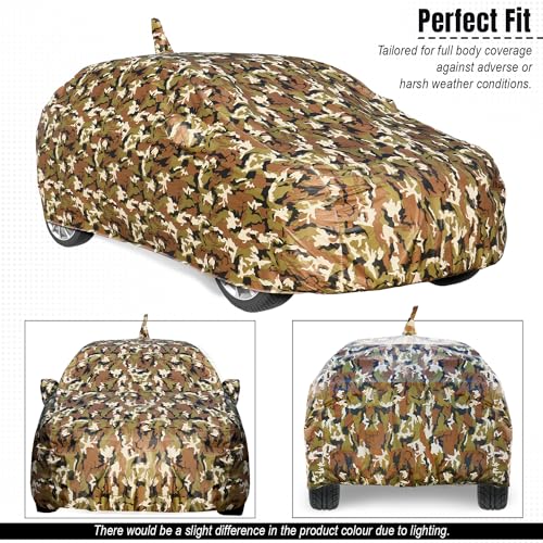 Image of Allextreme 100% Waterproof Car Body Cover for Maruti 800 All Model & Year Triple Stitched with Mirror Pockets Full Bottom Elastic Dustproof & UV Resistant All-Weather Protection (Military /Army)