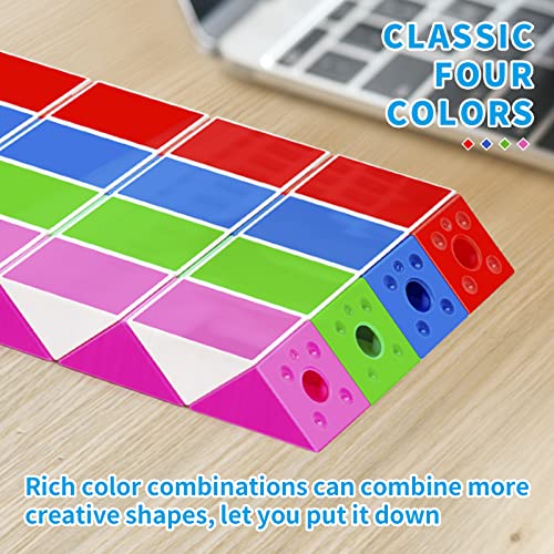 Lendod 4 Pcs 24 Large Blocks Magic Snake Puzzle Sensory Fidget Snake Cube Twist Puzzle Big Size Magic Speed Cube For Kids And Adults - Ideal As Kid's Birthday, Party Favors, Stuffers, Classroom Prizes #TOP2