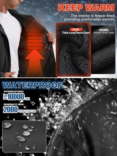 FREE SOLDIER Men's Waterproof Softshell Jacket Thick Fleece Lined Outdoor Jacket Tactical Military Hoodie Windbreaker - Image 4