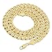 The Bling Factory Men's 9mm 14k Yellow Gold Plated Flat Curb Choker Chain Necklace, 20 inches