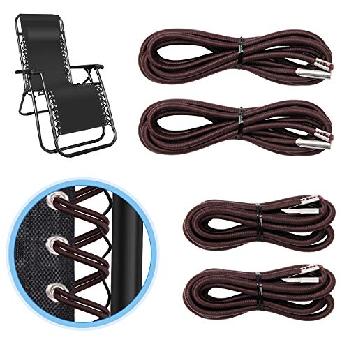 Replacement Cord For Zero Gravity Chair 4 Cord, Coitek Brown Repair Cord Elastic For Zero Gravity Chair Recliners Chair Replacement Laces Cord Kit For Lounge Chair, Bungee Beach Chair (Brown) #TOP5