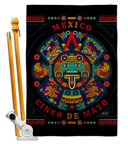 Angeleno Heritage Feliz Cinco De Mayo Burlap House Flag Set Summer Party Cactus Pinata Sombrero Mexican Fiesta Outdoor Decoration Banner Small Garden Yard Gift Double-Sided, Made in USA