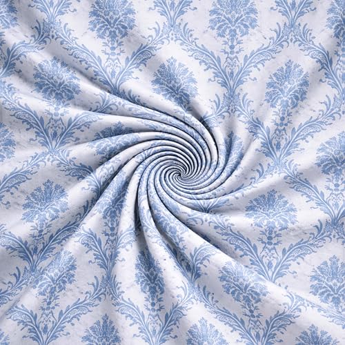 Image of Skyla Bedsheet for Double Bed| King Size 400 TC Cotton| 108 * 108 Inch Bedsheet|King Size Bedsheet with 2 Pillow Covers(Bloom Blue)