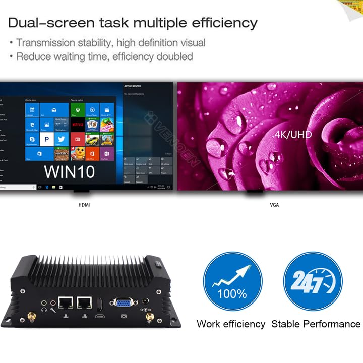 Image of Industrial Mini PC Core i7 4578U, Fanless PC i7 Win 10Pro, 2* RS232 COM, HD, VGA, 2* RJ45 LAN, WiFi, BT, 4G SIM Slot, 12V, 8*USB, Industrial Mini Computer Win7, 4GB DDR3L 128GB SSD