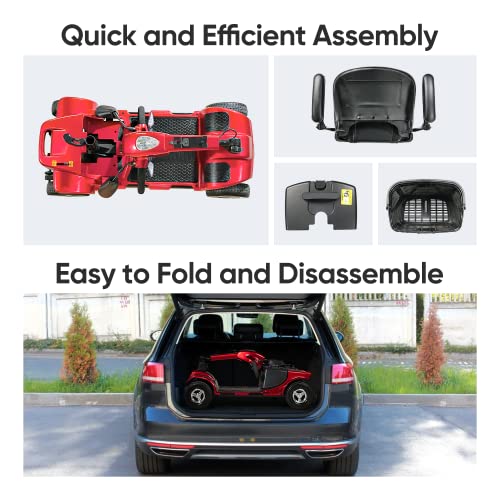Upgrade 4 Wheel Mobility Scooter, Electric Power Mobile Wheelchair For Seniors Adult With Lights Collapsible And Compact Duty Travel Scooter W/Basket And Extended Battery #TOP3