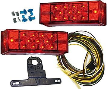 JAMMY LED Low Profile 3"x8" Boat Trailer Light Kit for Over 80" Trailers