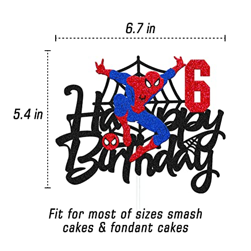 Spider 6Th Cake Topper Spider Birthday Cake Decoration Spider Happy Birthday Cake Decor For Men Boy Children Bday Party Supplies Double Sided Glitter Black Décor #TOP2