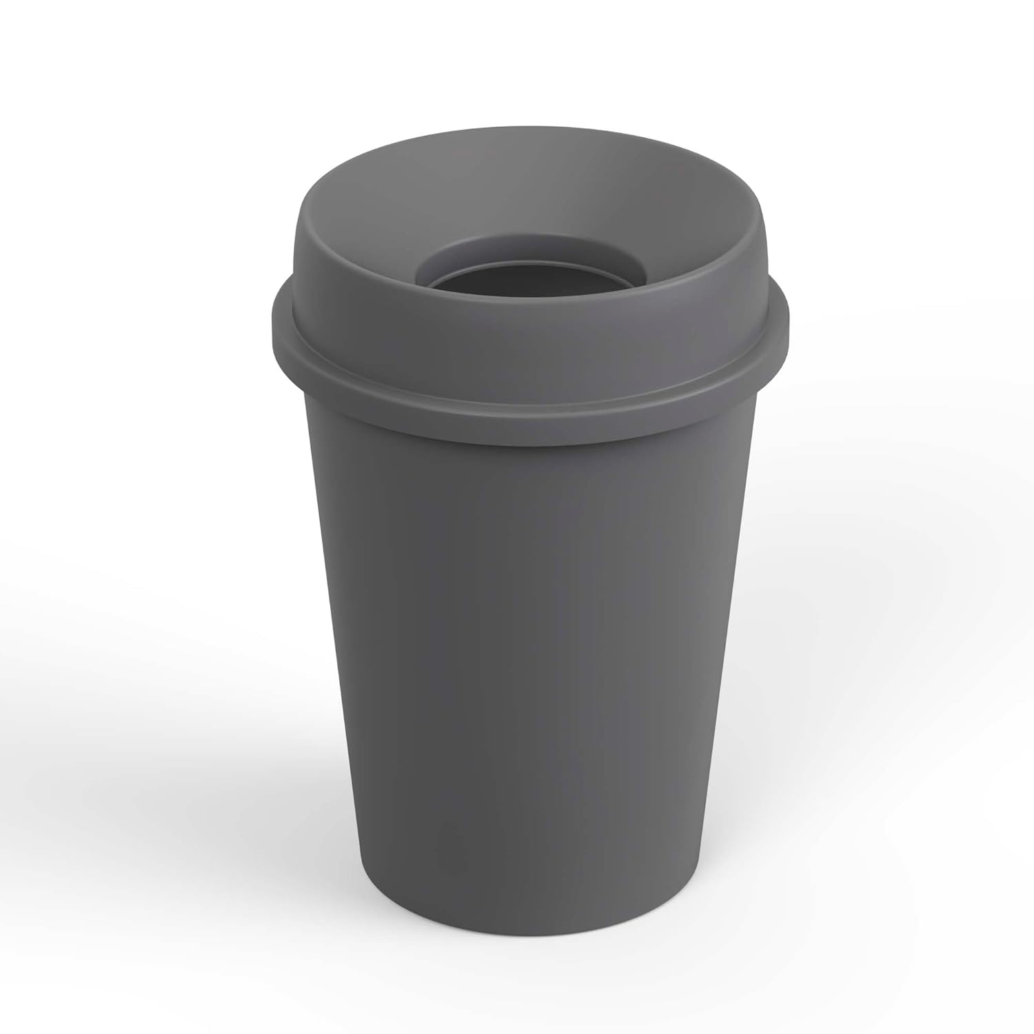 11 Gallon Gray Round Waste Basket with Funnel Lid | 44 Qt Trash Can