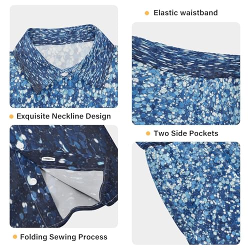 Boccsty Dark Slate Blue Powder Blue Glitter Boy Summer Shorts Sets Hawaiian Toddler Boys T-Shirt & Pants 2 Pcs 3T4