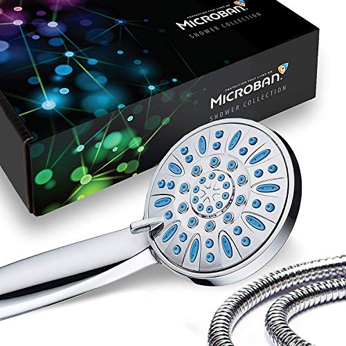 Anti-Clog High-Pressure 6-Setting Hand Shower By Aquadance With Nozzle Protection From Growth Of Grime For Stronger Shower! Aqua Blue #TOP2