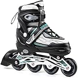 XIUWOUG Kinder Mädchen Herren Damen Inliner | ABEC-7 Rollschuhe verstellbare Inlineskates Größe 31-42 Unisex Fitness Skates für Erwachsene Rädern Jungen Anfänger (Blue, L (39~42))