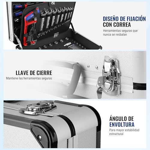 Miniatura 8 de Workpro 119 Pc Maletín De Herramientas Completas Caja Herramienta Metálica, Herramientas Universales, Kit Versátil Herramientas Portátil Para Reparaciones Diarias, Perfecto Hogar Y Oficina