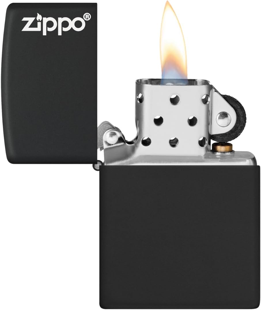 Zippo Logo Black Matte Pocket Lighter
