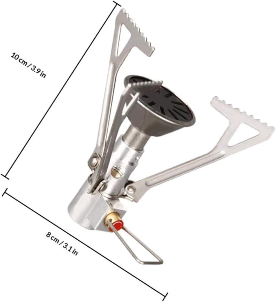 Portable Camping Stove Burner, Mini Stainless Steel Gas Cooker with Safety Leak-proof Head, Lightweight Picnic Stove for Outdoor Hiking and Backpacking