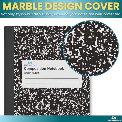 1InTheOffice Caderno de composição de papel milimetrado, caderno pautado por gráficos, caderno de co
