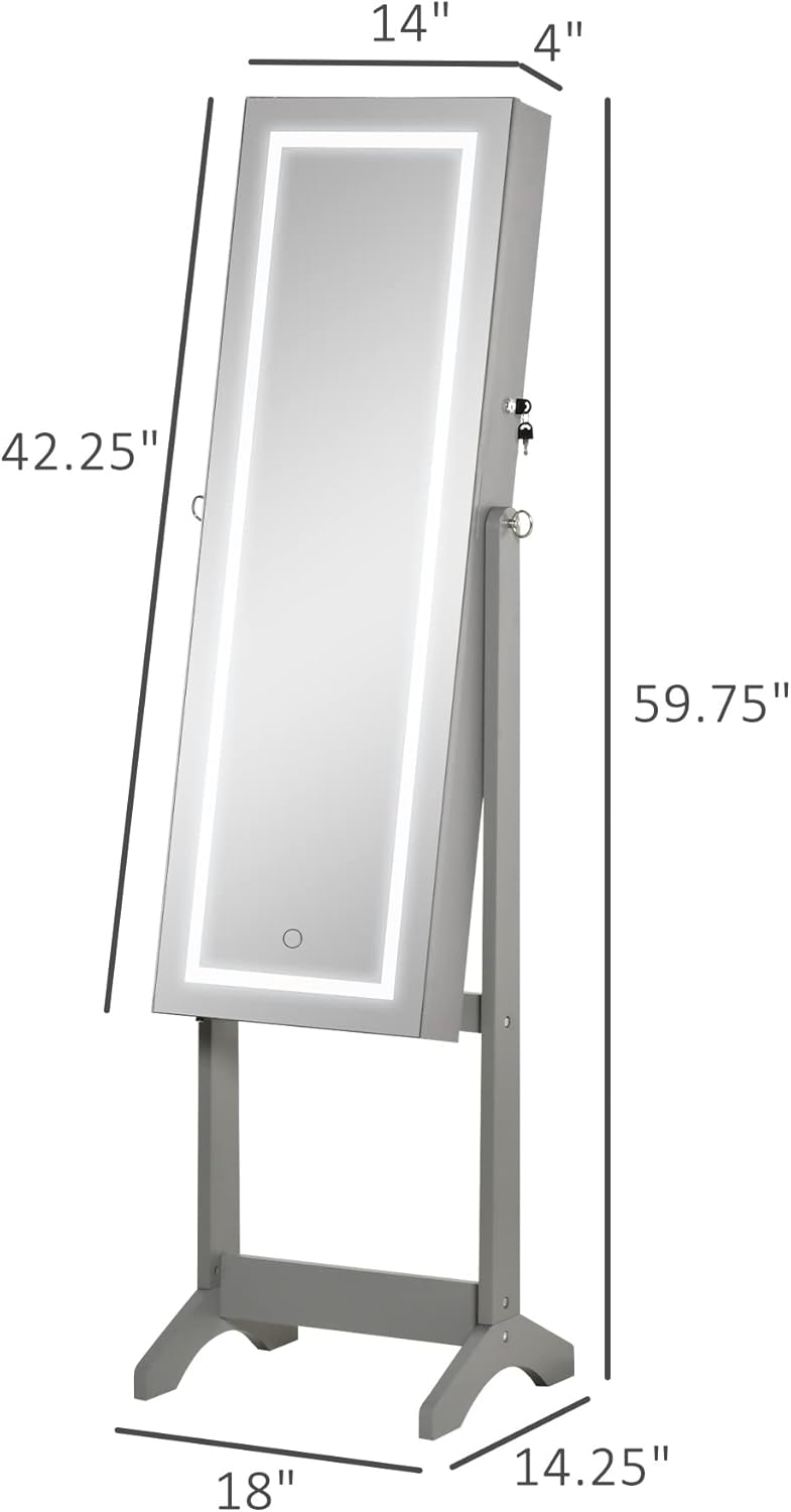Diagram showing the dimensions of the jewelry cabinet