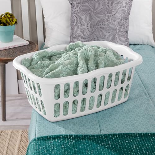 Sterilite 12-Pack Rectangular Laundry Basket, Plastic Clothes Hamper, 1.5 Bushel, White - Dirty Clothing Storage Organizer with Handles for Bedroom, Bathroom, and Closet by Sterilite - Image 5