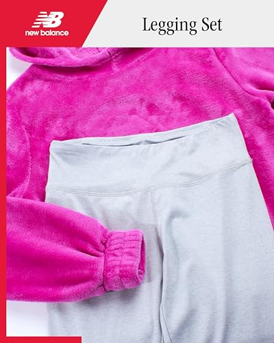New Balance Girls Leggings Set - 2 Piece Cozy Plush Fleece Pullover Hoodie and Athletic Leggings for Girls (Sizes: 7-16)2