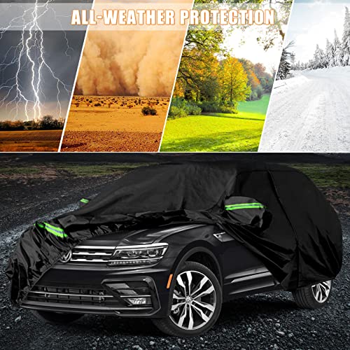 Image of Waterproof Car Covers Replace for 2017-2025 VW Tiguan LWB, 6 Layers All Weather Custom-fit Car Cover with Zipper Door & Windproof Bands for Snow Rain Dust Hail Protection (Tiguan LWB)