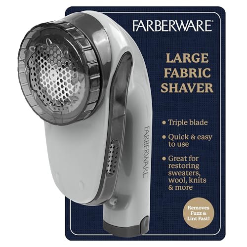 Image of Farberware Fabric Shaver & Lint Remover for Clothing, Large, Triple Blade