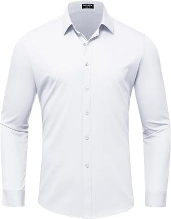 Mens Non Iron Shirts Long Sleeve Bamboo Regular Fit Dress Shirt