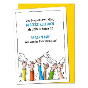 Lustige XXL Karte zum Abschied von Kollege oder Kollegin bei Wechsel von Firma, Unternehmen, Abteilung, Job, freche…
