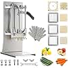 POWLAB 4in1 Commercial French Fry Cutter & Lemon Slicer & Vegetable Chopper - Stainless Steel with Extended Handle - 4 Blades for Home, Bar, Restaurant - Dice, Slice & Chop 1/2", 3/8", 1/4", 8 Wedge