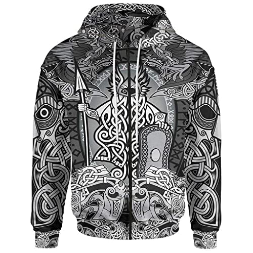 Sweat a capuche viking Odin pour homme avec impression 3D celte