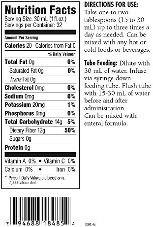 Medtrition HyFiber Daily Liquid Fiber for Regularity and Soft Stools, 12 Grams Soluble Fiber, 32 fl oz 1 Bottle