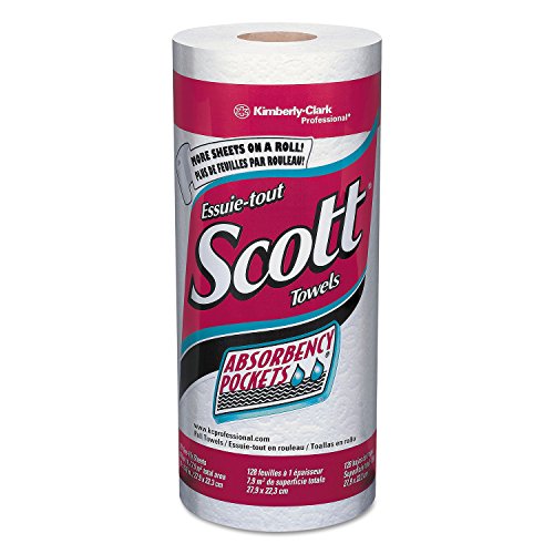 SCOTT Kitchen Roll Towels, 11 x 8 25/32, White, 128/Roll, 20 Rolls/Carton by Reg