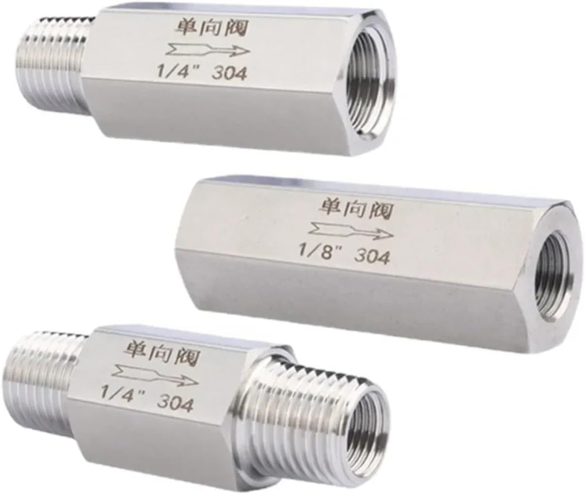 Amazon.co.jp: 1 PCS メスオスねじ 304 ステンレススチール 六角 ワンウェイチェック 逆止弁 逆止弁 1/8