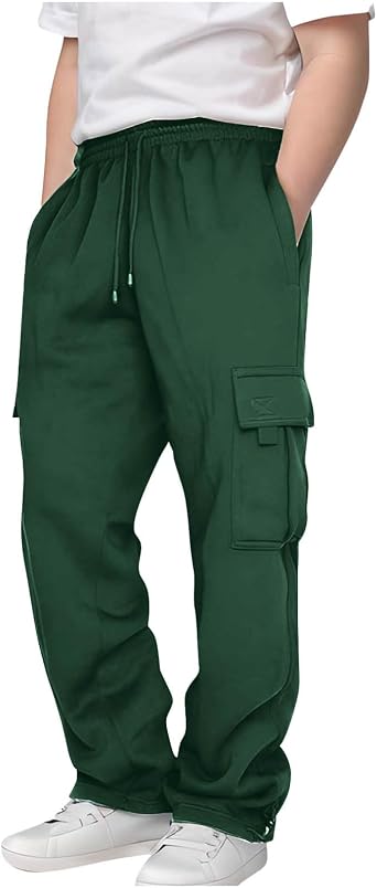 Boys Cargo Joggers Elastic Waist Casual Teens Boy Sweatpants Kids Workout Active Jogger Pants with Pockets 3-14 Years