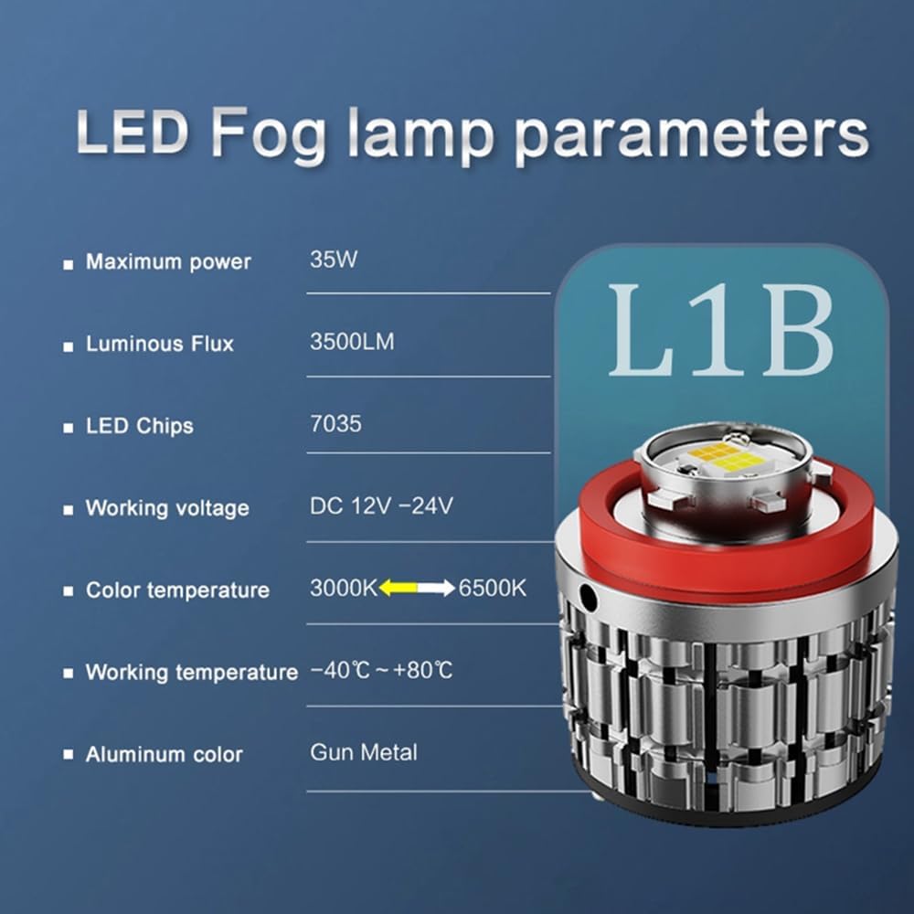 L1B TF1 LED Fog Light Bulbs, Dual Color 3000K Amber Yellow/White 6500K, 70W 7000LM, Plug & Play, for Toyota 2023+ GR Corolla Cross Sedan RAV4, Honda 11th Gen Ridgeline CR-V, Pack of 2