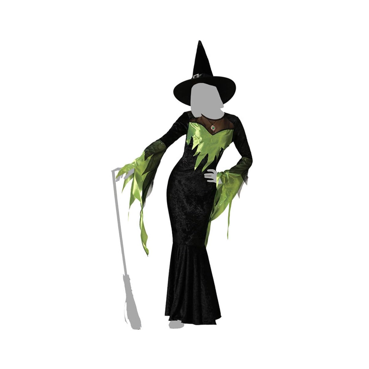 Atosa Fancy green witch costume with hat woman adult XL