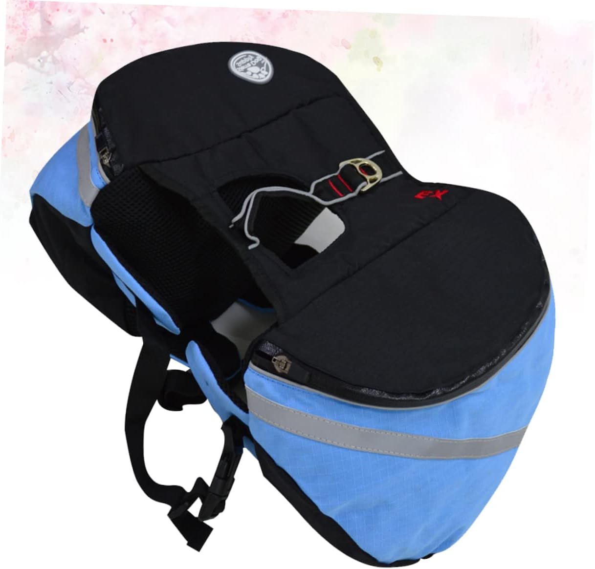Levemolo Pet Dog Backpack Oxford Dog Saddlebag with Fluorescent Safety Band Portable and Breathable for Hiking Camping