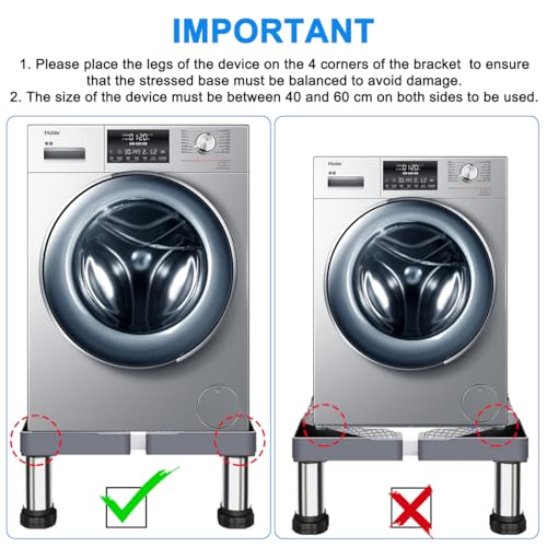 Waschmaschine Untergestell, Verstellbare Waschmaschine Sockel Höhe 18-21cm, Podest für Waschmaschine für Kühlschrank, Waschmaschine, Rockner, Gefrierschrank (Einstellbare 40-60cm)
