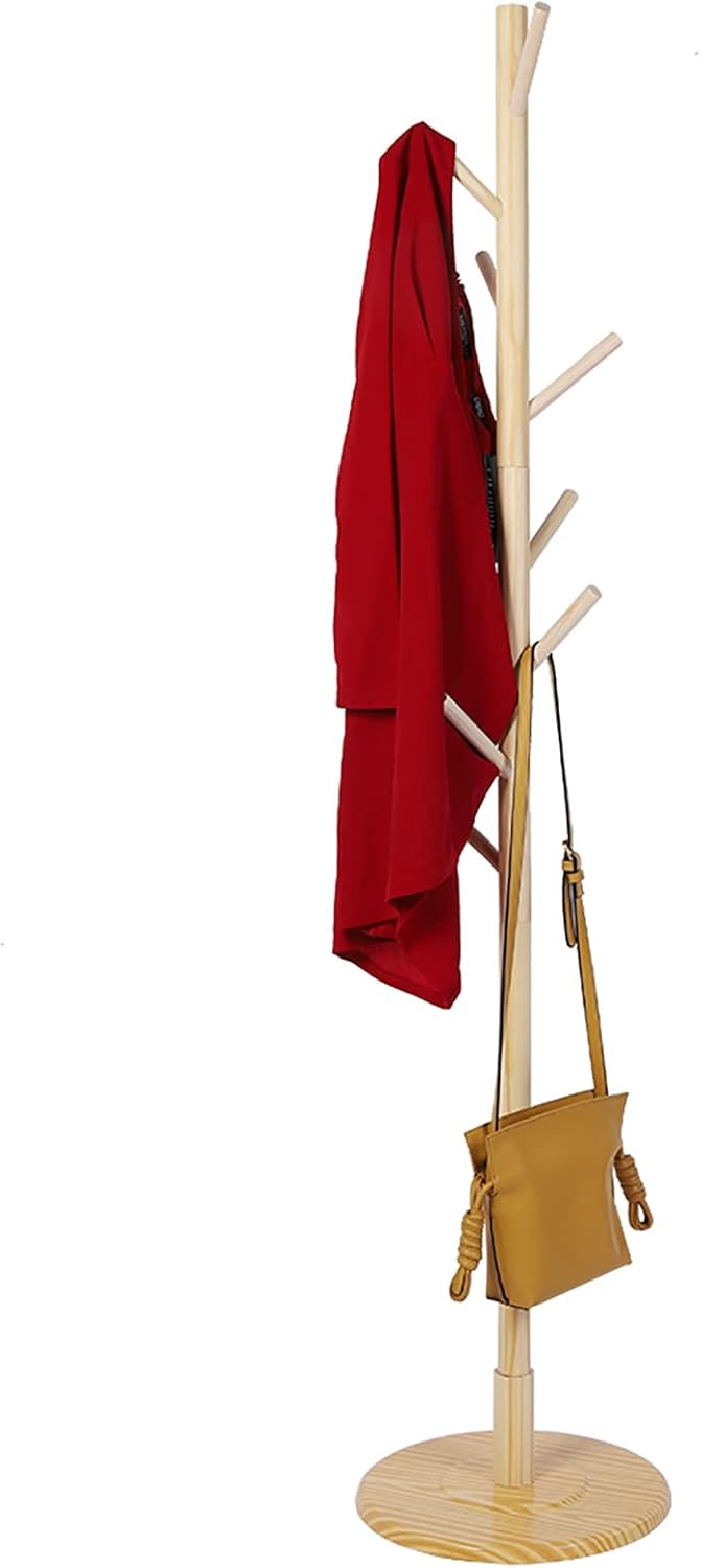 Luqeeg Coat Rack Freestanding, Multiple Hooks Coat Rack Stand, Coat Hanger Stand | Wooden Coat Rack | Hall Tree Coat Rack | Modern Coat Rack | Vertical Coat Rack | Jacket Rack for Home