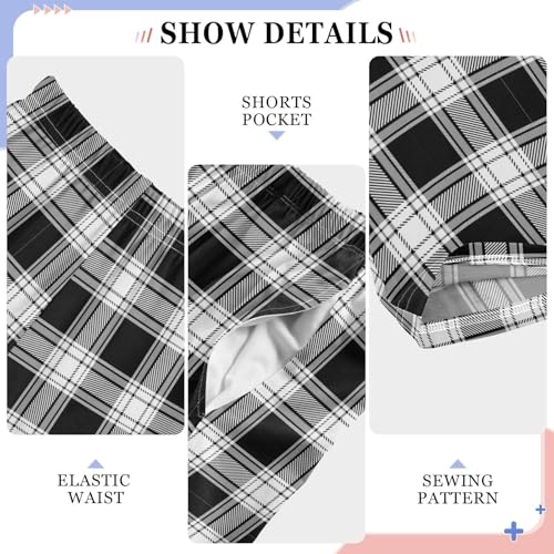 CaTaKu Boys Plaid Buffalo Black Check Pants for Boys Girls Wide Leg Sweatpants Kids Long Bottoms with Pockets Size 6-14Y4