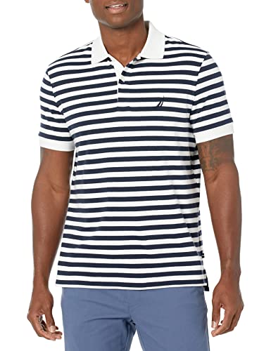Nautica Men's Classic Fit 100% Cotton Soft Short Sleeve Stripe Polo Shirt