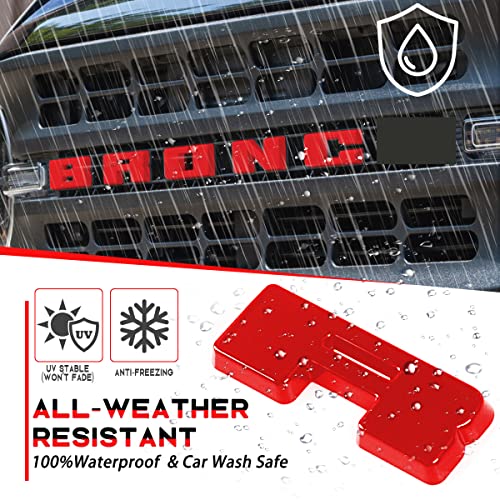 Grille Outlines Letter Overlays Compatible For 2021 2022 Bronc 2/4 Door - Front Grille Emblem Trim Cover, Protective Abs Letter Decoration Cover Exterior Accessories, Not For Sport (Red) #TOP2