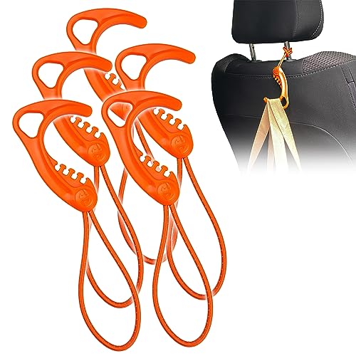 8TIMBER Gear Hook Orange 5-Pack — Lightweight + Versatile Hanger for Backpacks, Cars, Strollers, Purses, and Closet Storage Accessory
