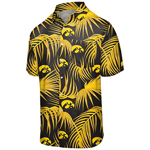 FOCO NCAA Mens Floral Shirt: Iowa Hawkeyes, Medium