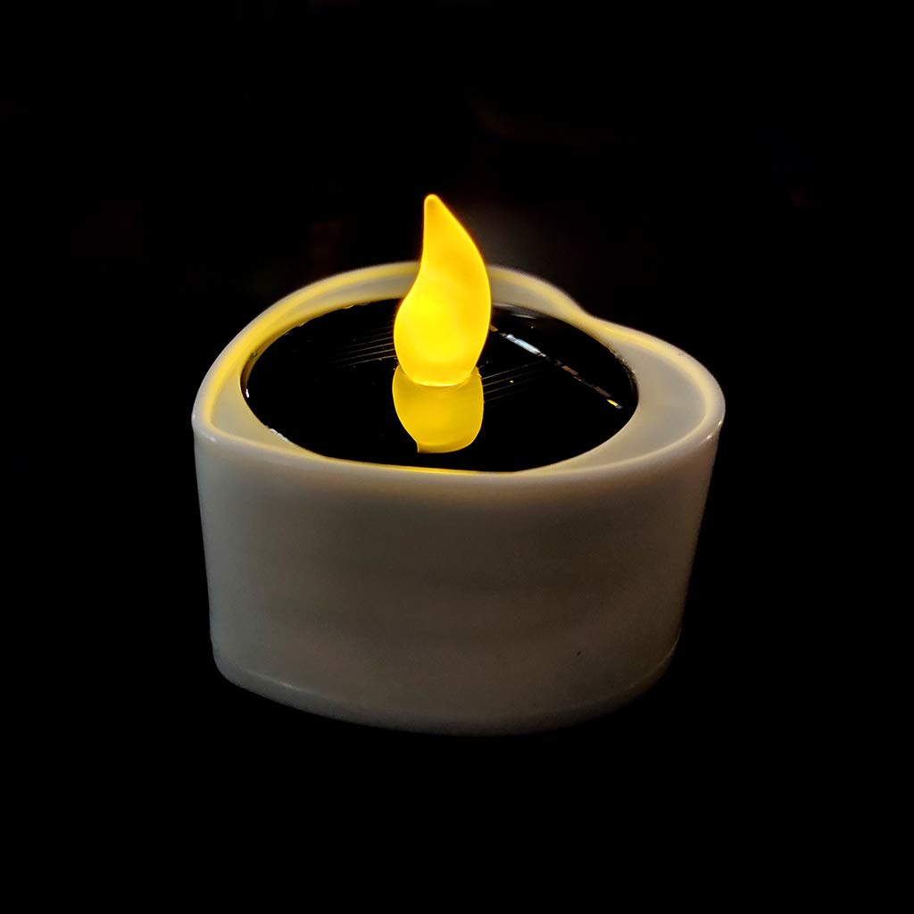 Lampada elettronica a LED a forma di cuore a forma di luce alimentata solare senza fiamma